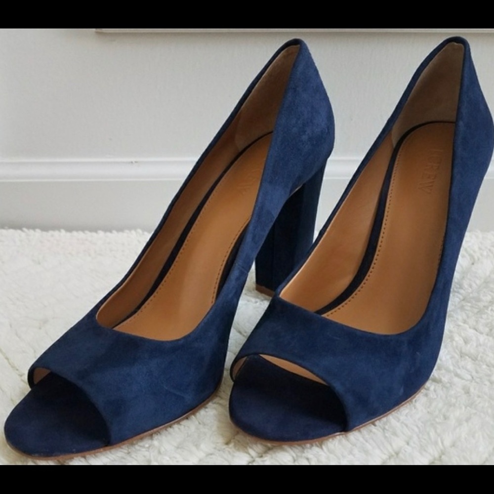 j.crew olive peep-toe pumps 6.5